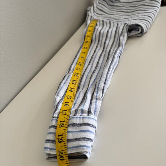 Calypso St Barth Top Large Linen Front Tie Cropped Beachy Nautical Preppy - Picture 11 of 12